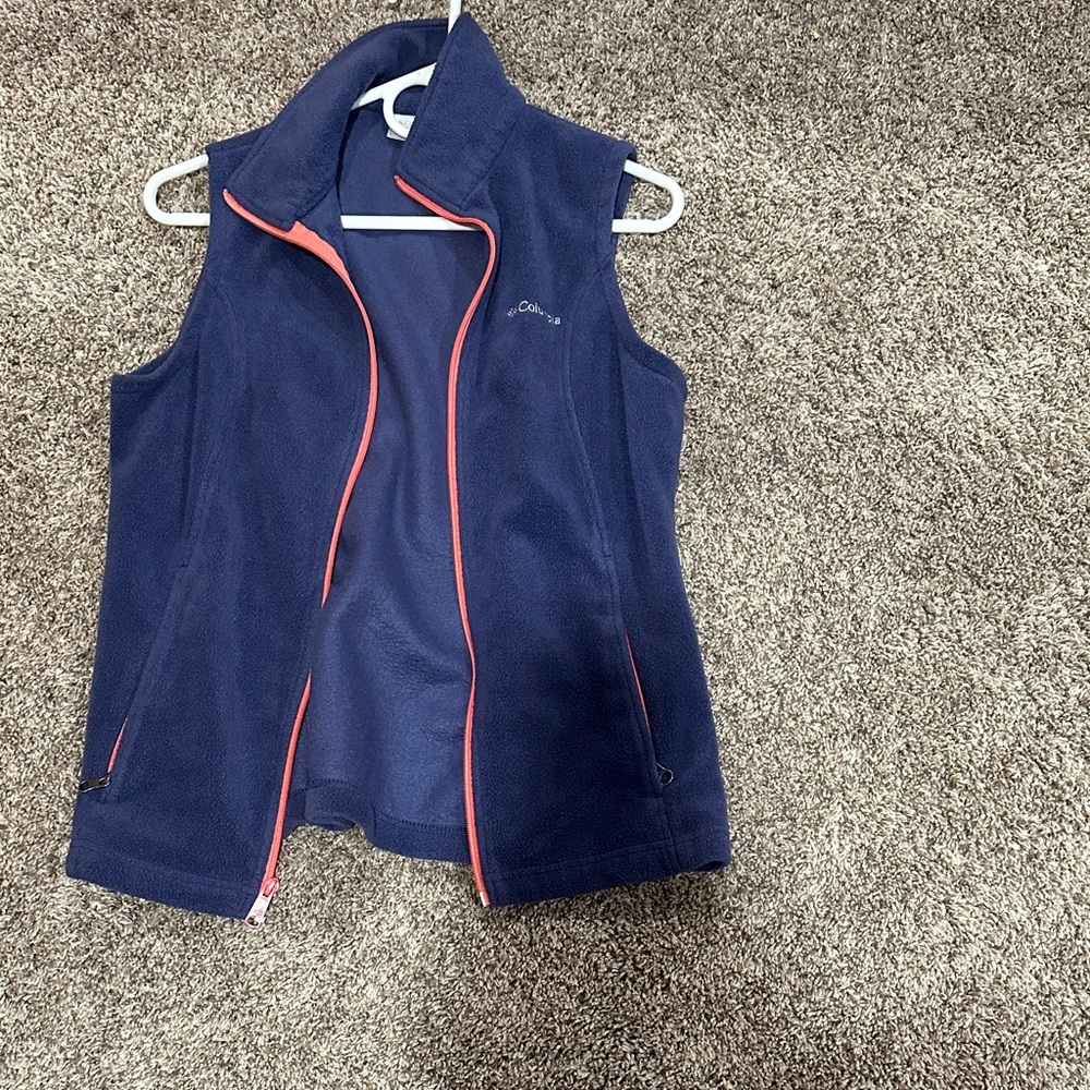 Columbia Navy and Coral Kids Fleece Vest